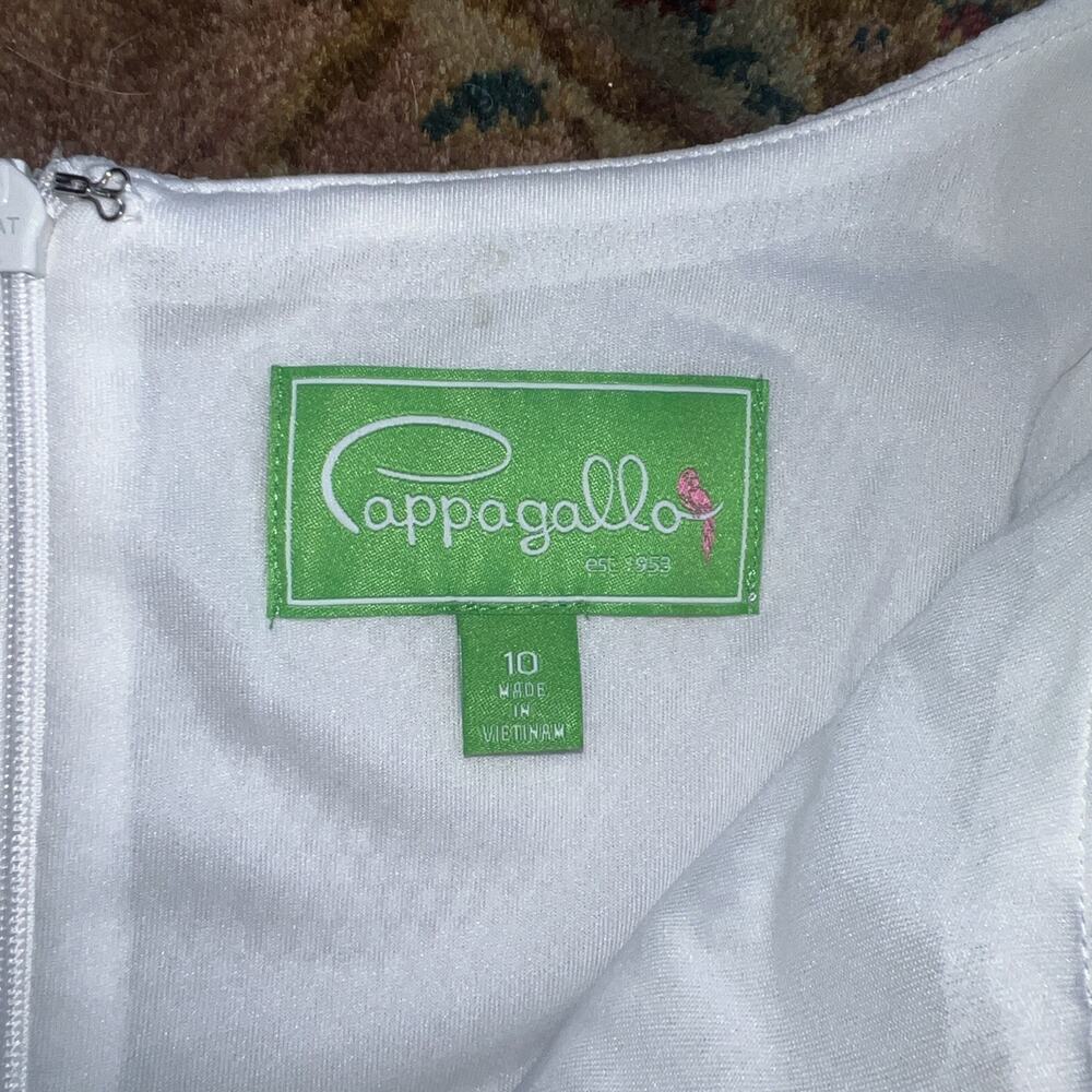 Pappagallo White Texture Shift Dress Gold Embroidery Sleeveless WeddingResort 10 - Picture 3 of 9
